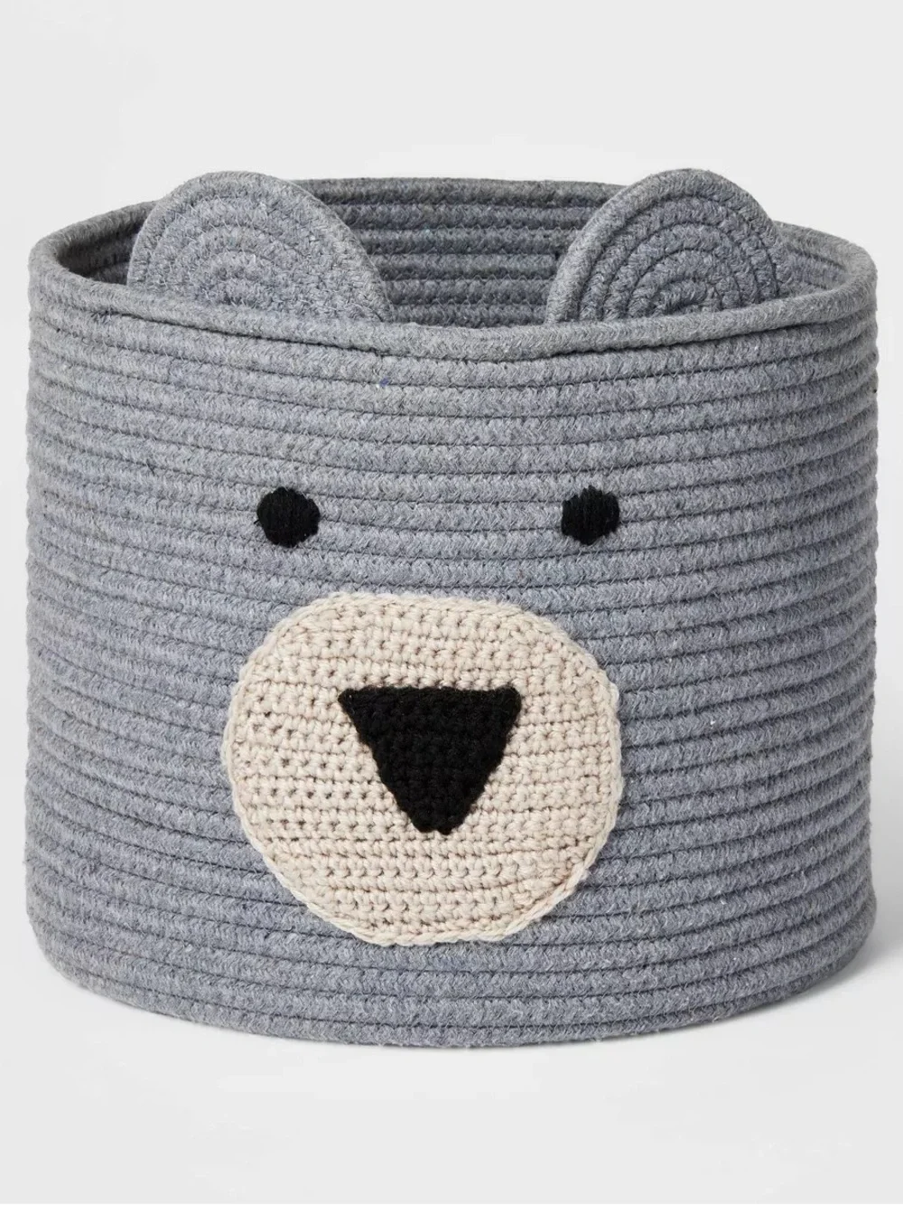 Plush Bear Rope Storage Basket - Gray